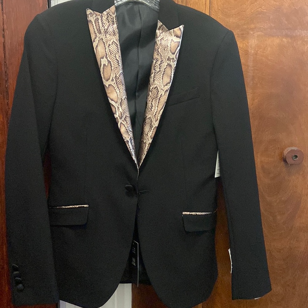 JF Ferrari Evening Edition Black shine snake super slim sport coat 36 short